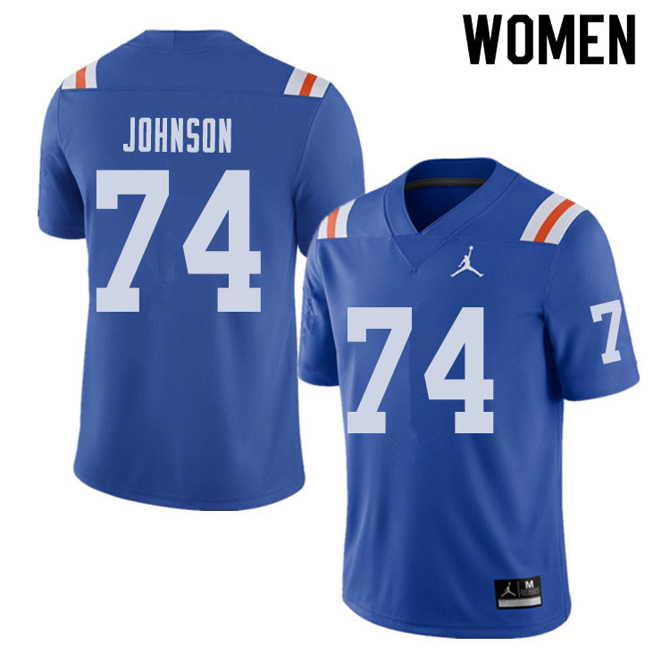 Jordan Brand Women #74 Fred Johnson Florida Gators Throwback Alternate College Football Jerseys Sale - Click Image to Close